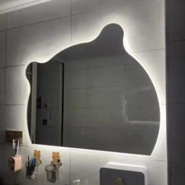 원형 화장실 중국어 아치 라운드 LED 거울 장식 벽 대형 전체 길이 스티커 벽 LED 빛 화장대 거울 욕실