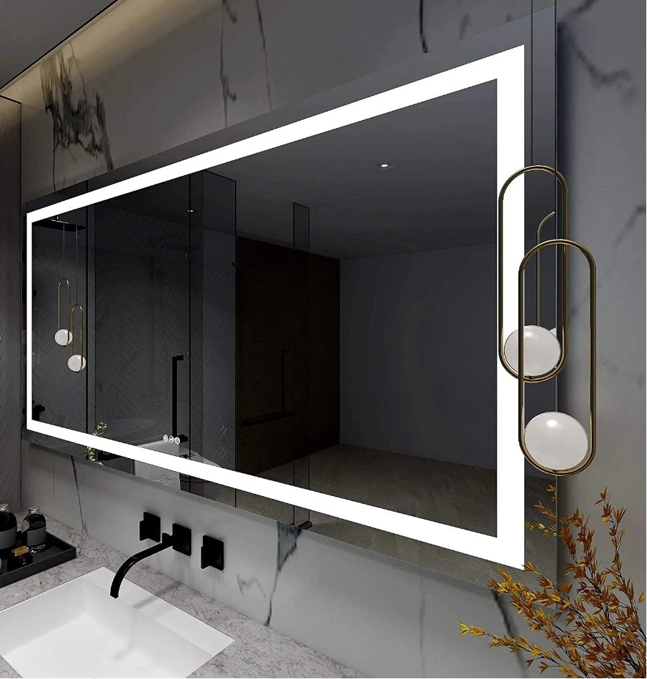 공장 도매 터치 센서 홈 벽 장식 살롱 가구 벽 마운트 Defogger 및 블루투스 스피커와 LED 스마트 홈 LED 욕실 거울을 확인하십시오
