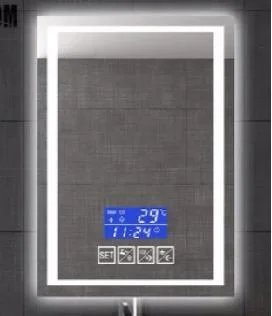 디지털 시계가 있는 LED Defogger 조명 스마트 블루투스 욕실 거울
